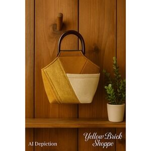 Baabaazuzu One-of-Kind Handbag Purse Recycled Wool Gold Beige Tan Cream Gray